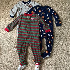 Three fleece footed pajamas